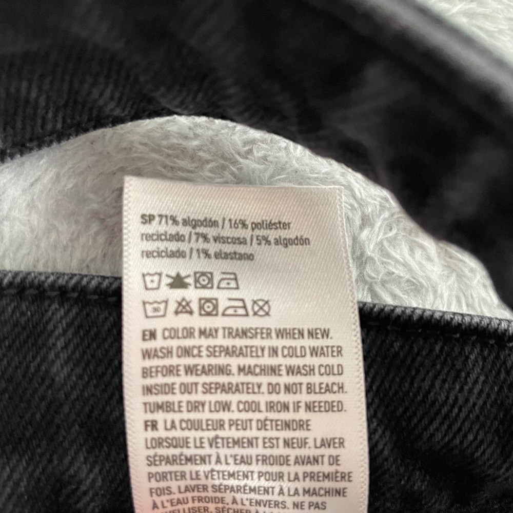 American Eagle Baggy Straight Jeans Womens 6 Long Black Cutout Double Waist Y2K - Picture 9 of 14